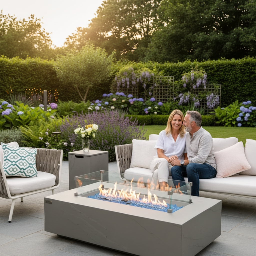 Elementi Plus Meteora Fire Table – Concrete Outdoor Fire Pit, Propane or Natural Gas