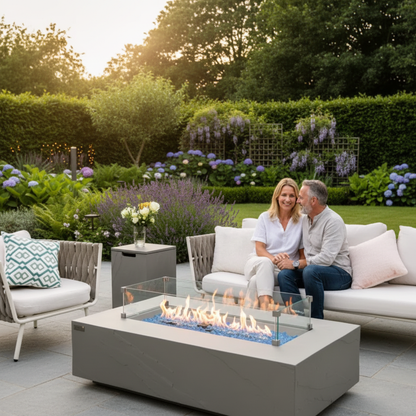 Elementi Plus Meteora Fire Table – Concrete Outdoor Fire Pit, Propane or Natural Gas