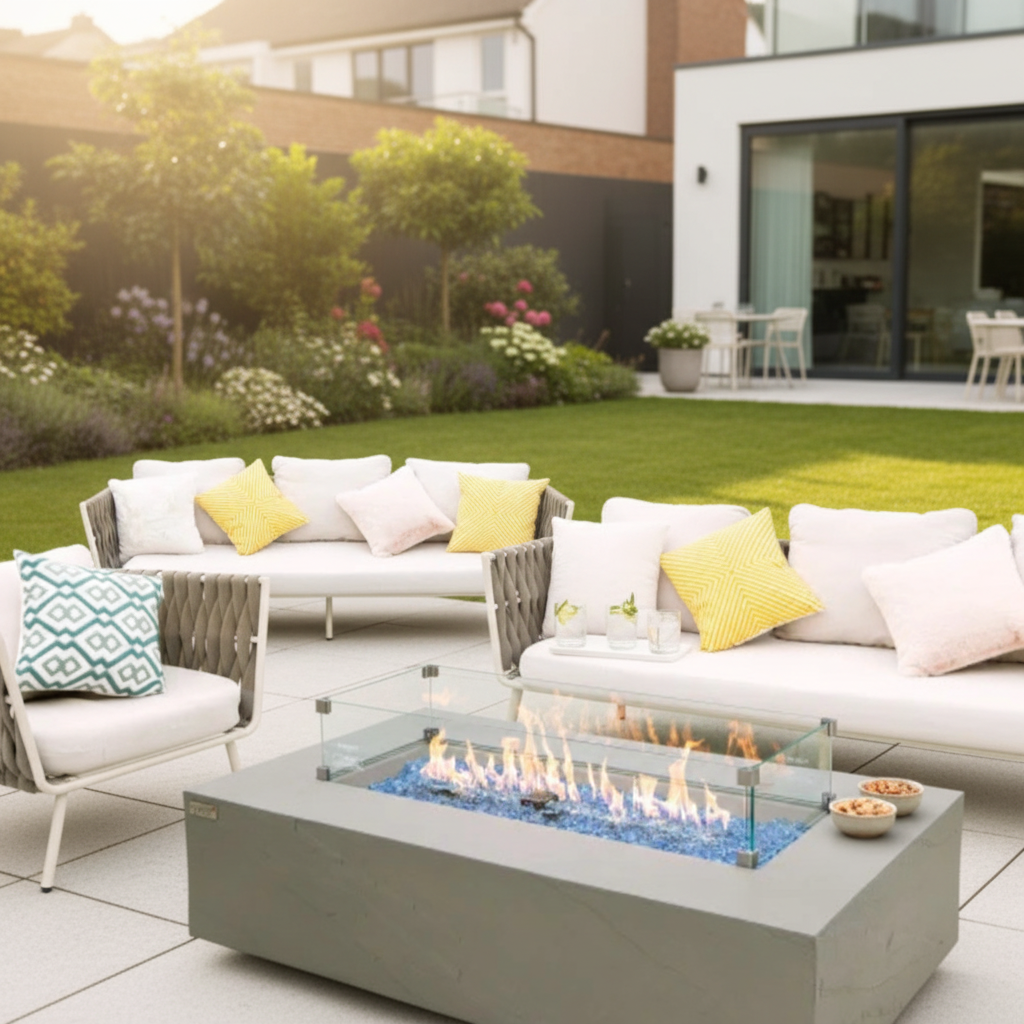 Elementi Plus Meteora Fire Table – Concrete Outdoor Fire Pit, Propane or Natural Gas