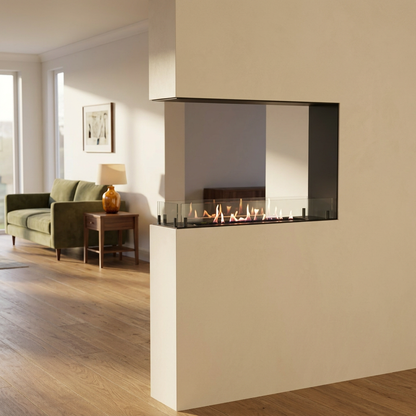Foco Room Divider 800 Slim Bioethanol Fireplace with Three Sided Flames