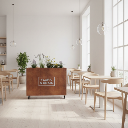 Custom Branded Corten Steel Café Barrier Planter 