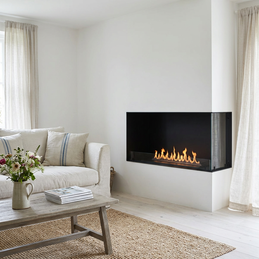 Foco Myst Corner Right 1000 Water Vapour Fireplace in Matte Black