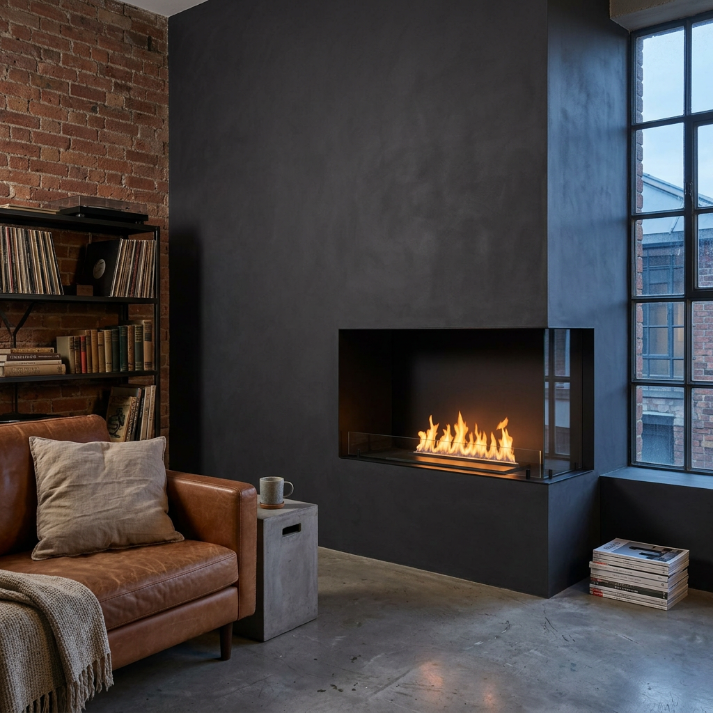 Foco Myst Corner Right 1000 Water Vapour Fireplace in Matte Black