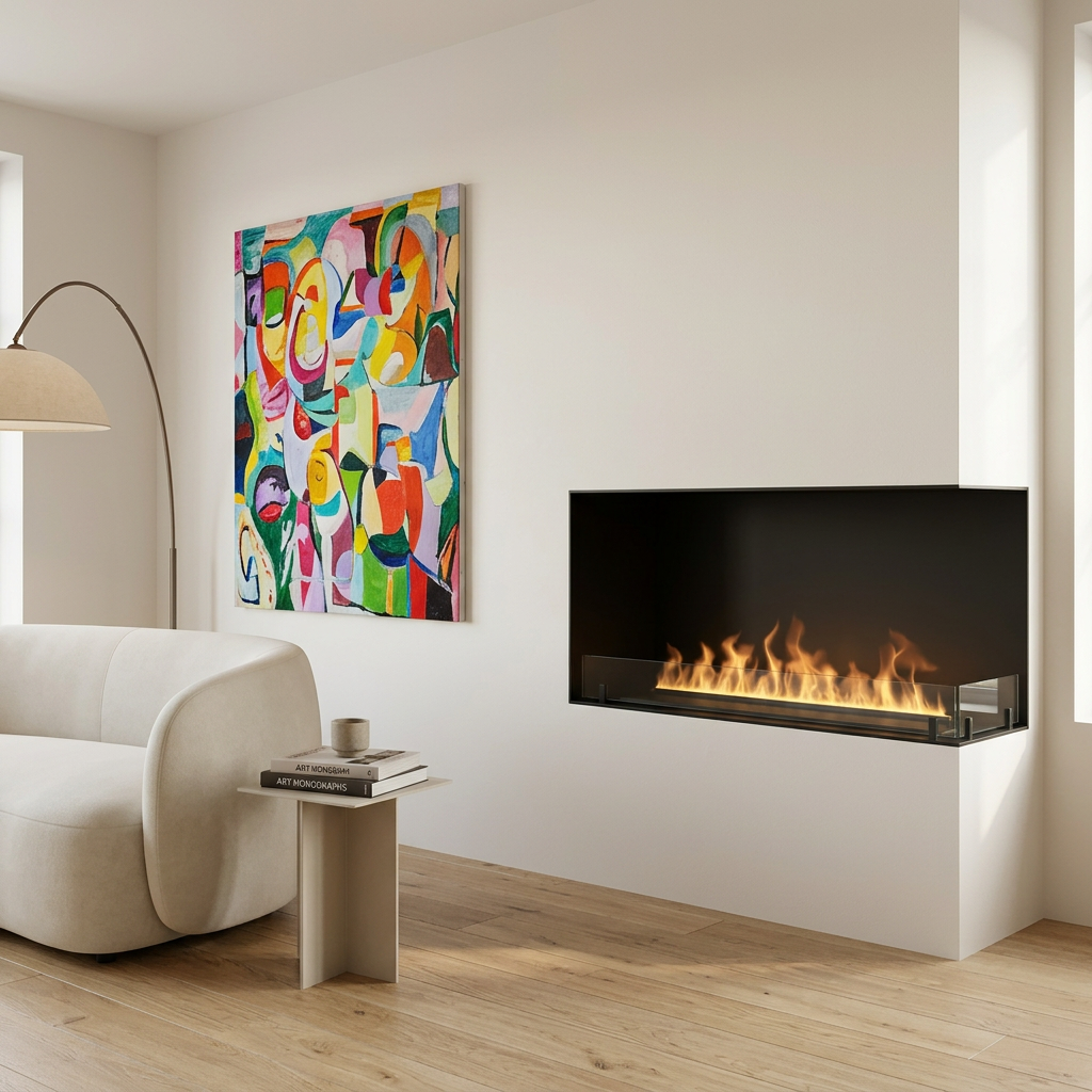 Foco Myst Corner Right 1200 Water Vapour Fireplace in Matte Black