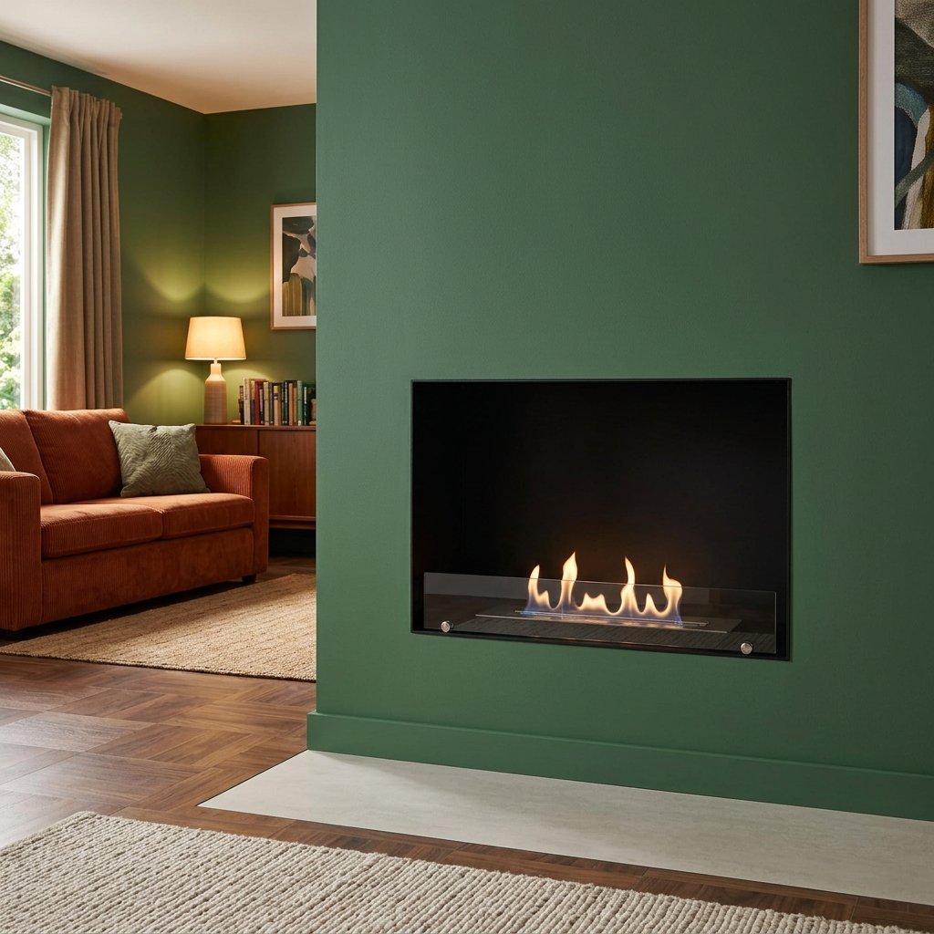 Foco One 800 in a forest-green vintage-inspired living room