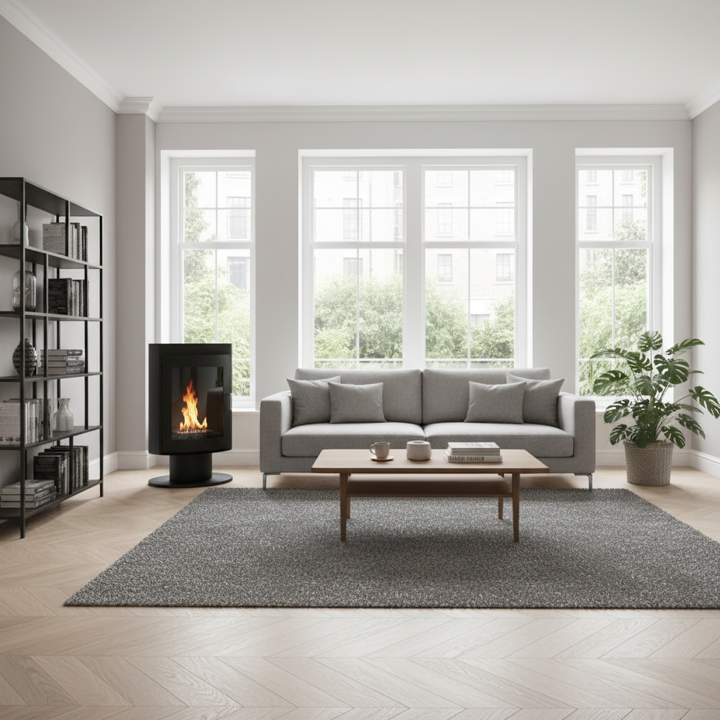 Freestanding fireplace full living room context 800x800