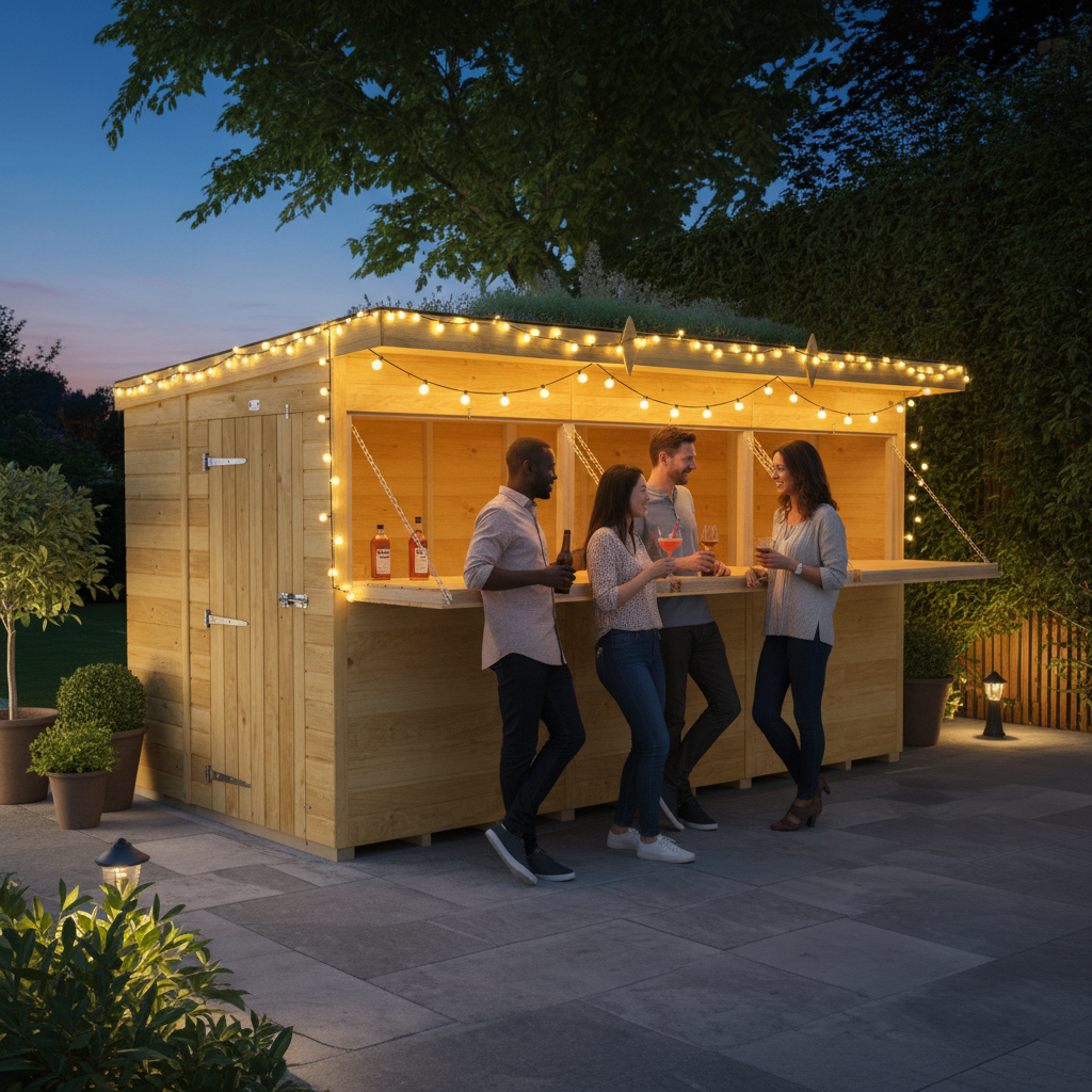 Madagascar 12ft x 8ft Timber Outdoor Bar – Garden Entertaining Hub