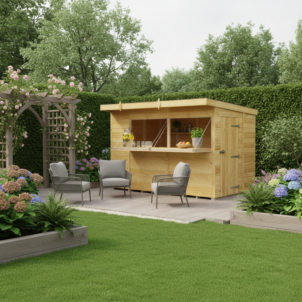 Madagascar 10ft x 8ft Timber Outdoor Bar – Garden Entertaining Hub