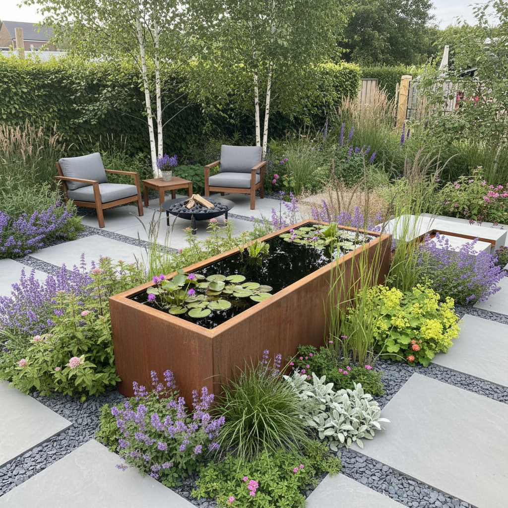 Corten Steel Water Trough Pond
