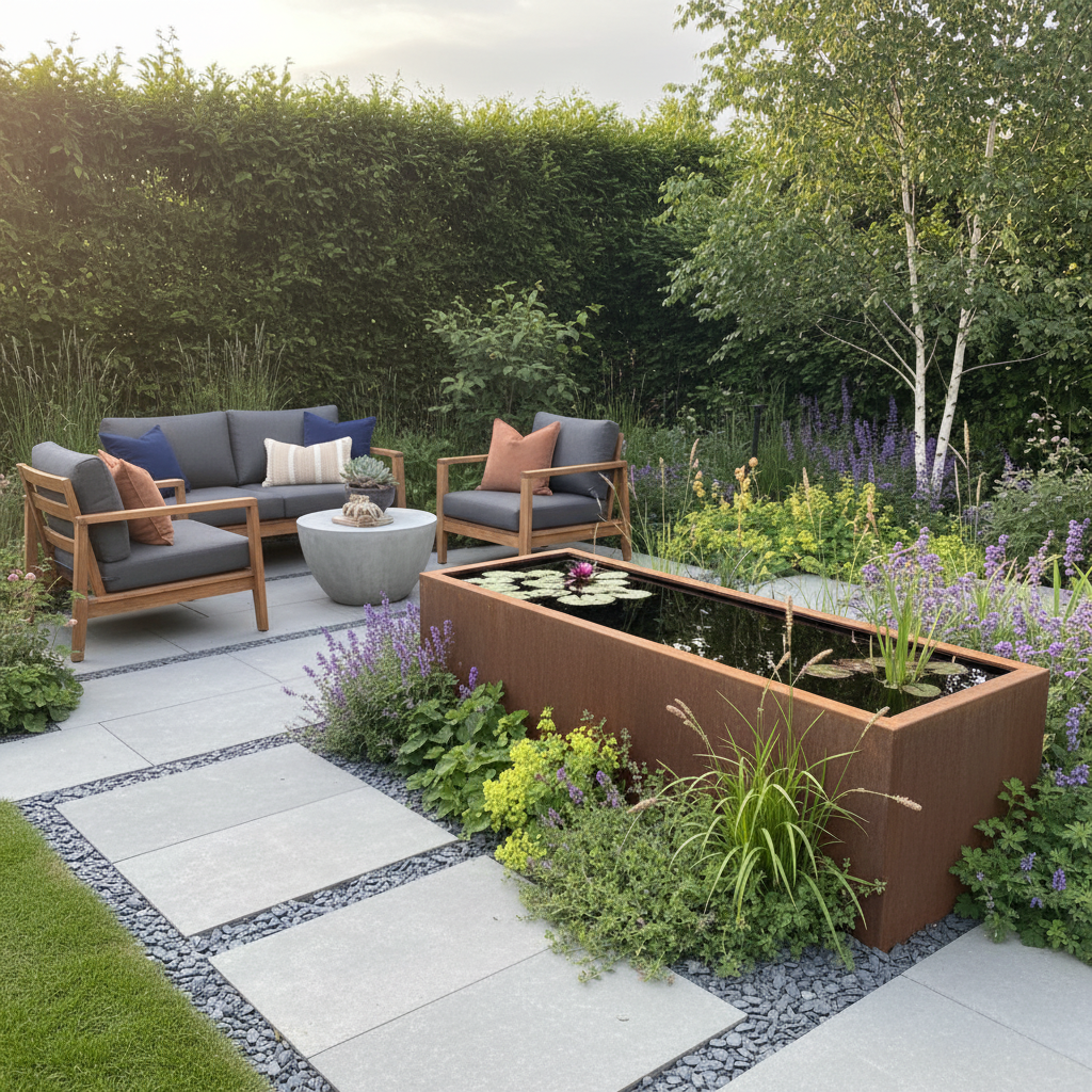 Corten Steel Water Trough Pond