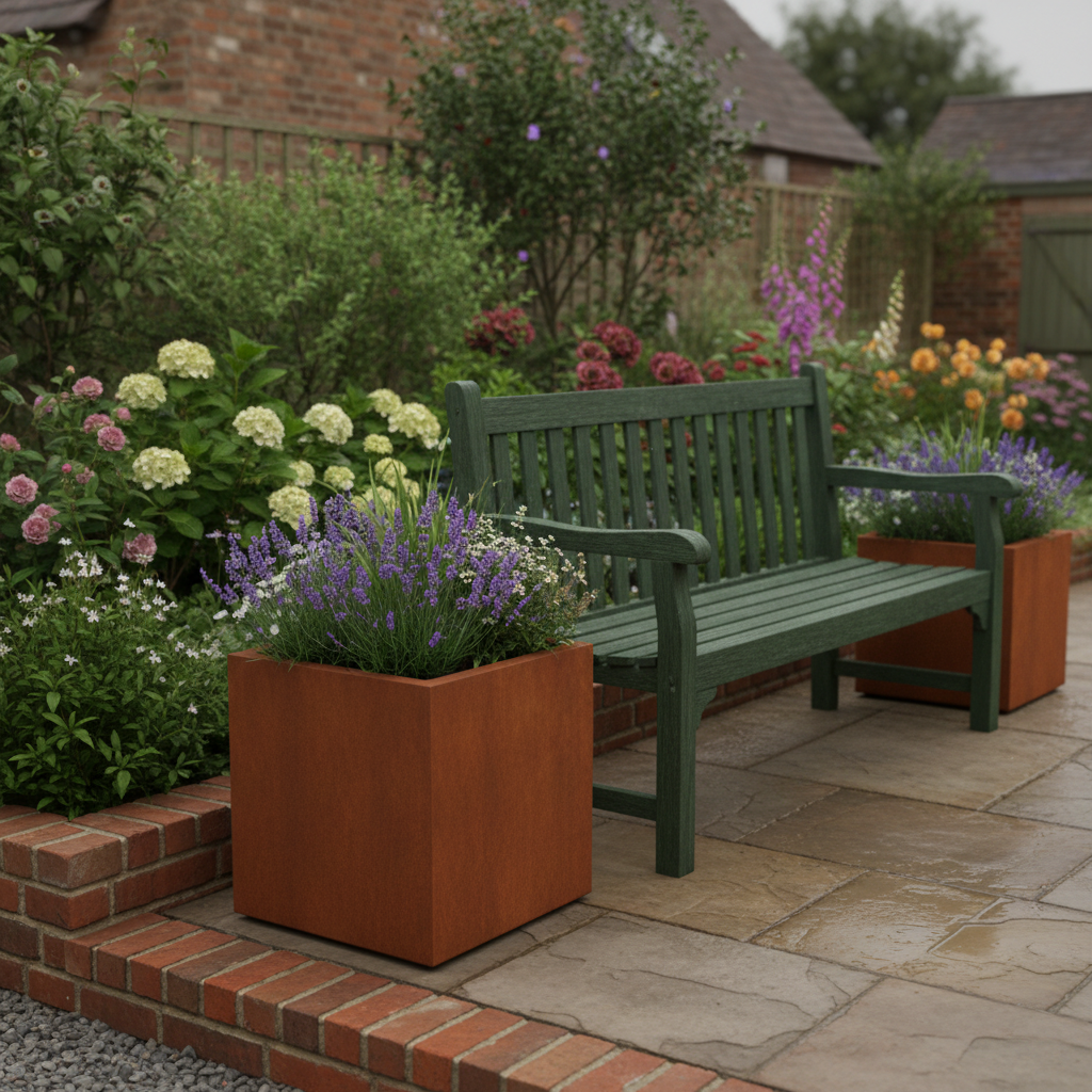 Arden Corten Steel Cube Planter