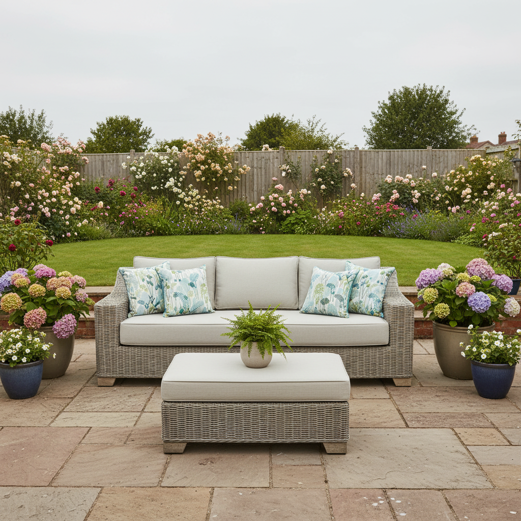 Capri Collection Outdoor Three Seater Sofa – HDPE Wicker Comfortcushions
