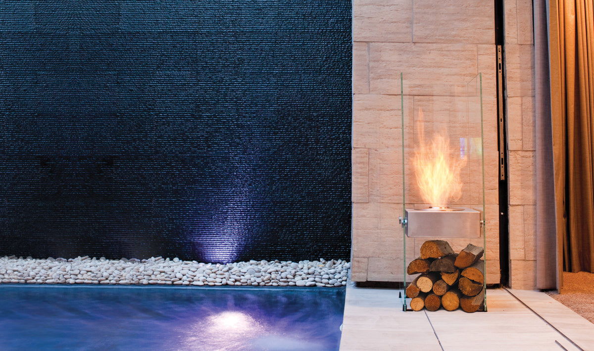 EcoSmart Fire Ghost Freestanding Bioethanol Fireplace with Glass