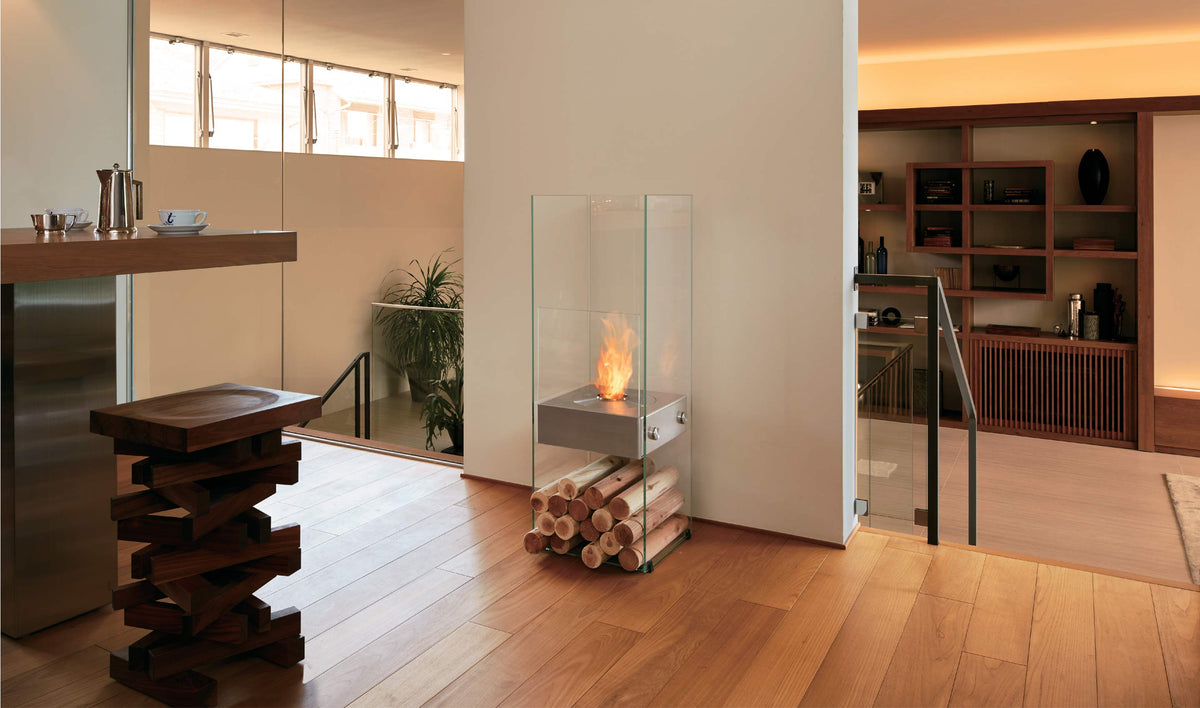 EcoSmart Fire Ghost Freestanding Bioethanol Fireplace with Glass