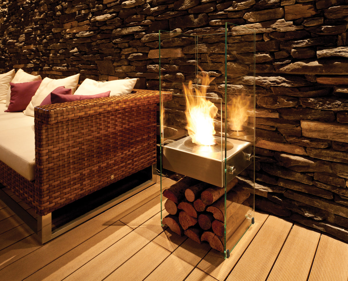 EcoSmart Fire Ghost Freestanding Bioethanol Fireplace with Glass