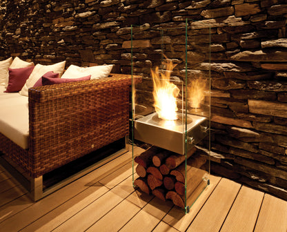 EcoSmart Fire Ghost Freestanding Bioethanol Fireplace with Glass