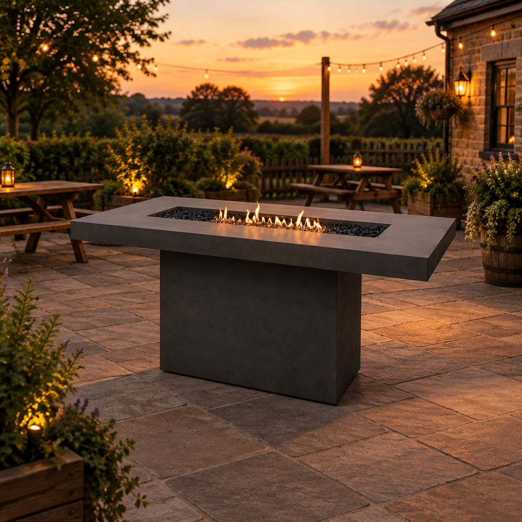 EcoSmart Gin 90 Bar Fire Pit Table with Smokeless Flame | Bioethanol Flame & Gas Burner Options