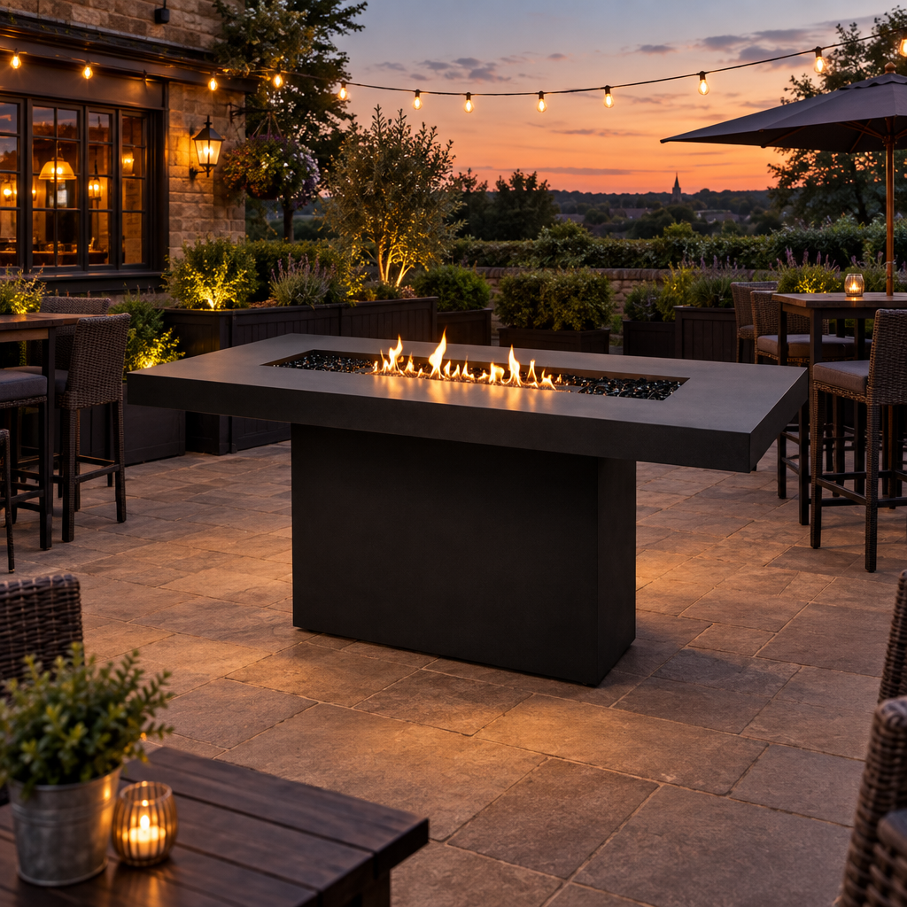 EcoSmart Gin 90 Bar Fire Pit Table with Smokeless Flame | Bioethanol Flame & Gas Burner Options