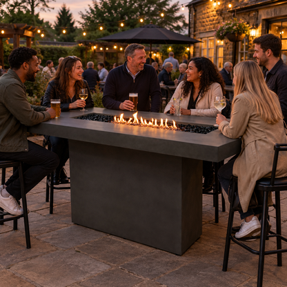 EcoSmart Gin 90 Bar Fire Pit Table with Smokeless Flame | Bioethanol Flame & Gas Burner Options