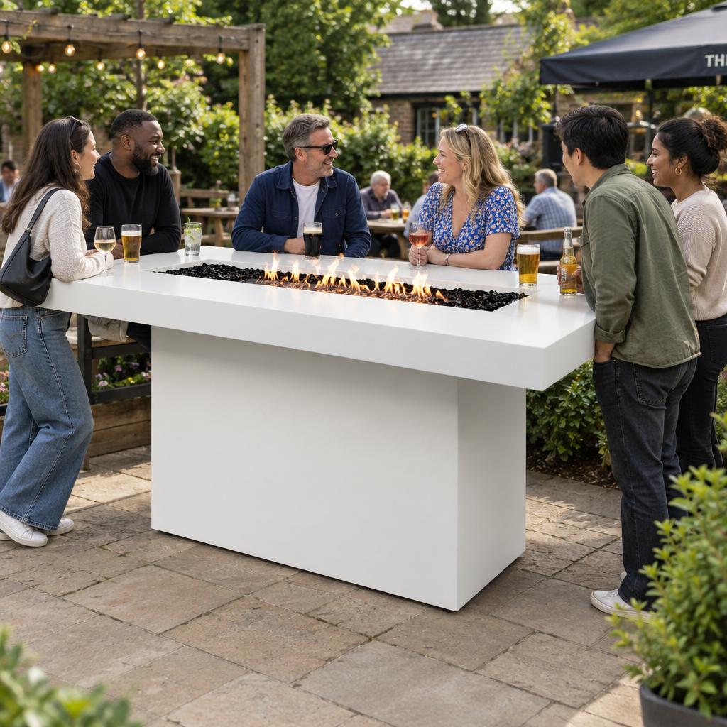 EcoSmart Gin 90 Bar Fire Pit Table with Smokeless Flame | Bioethanol Flame & Gas Burner Options