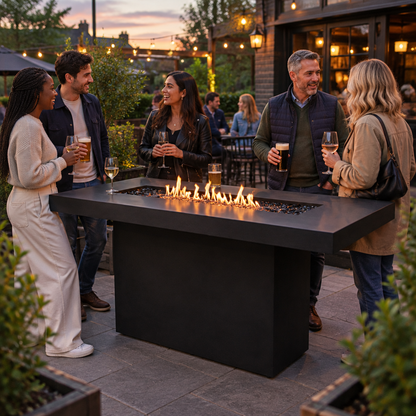 EcoSmart Gin 90 Bar Fire Pit Table with Smokeless Flame | Bioethanol Flame & Gas Burner Options