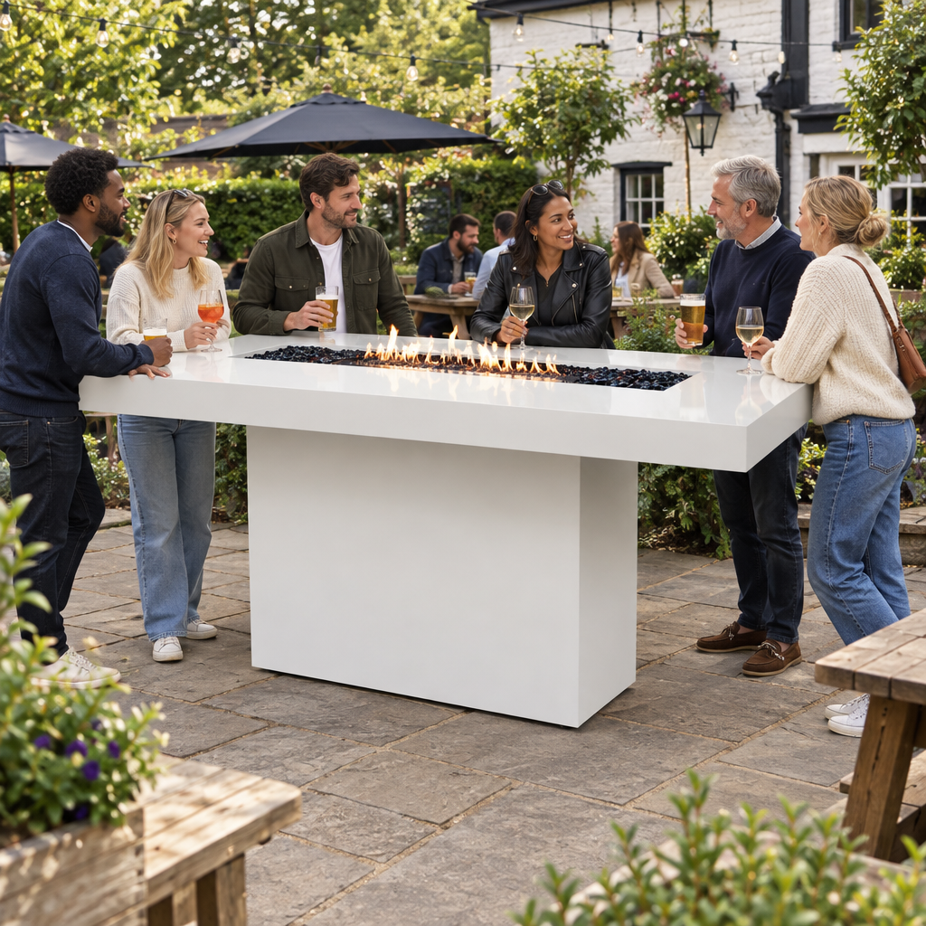 EcoSmart Gin 90 Bar Fire Pit Table with Smokeless Flame | Bioethanol Flame & Gas Burner Options