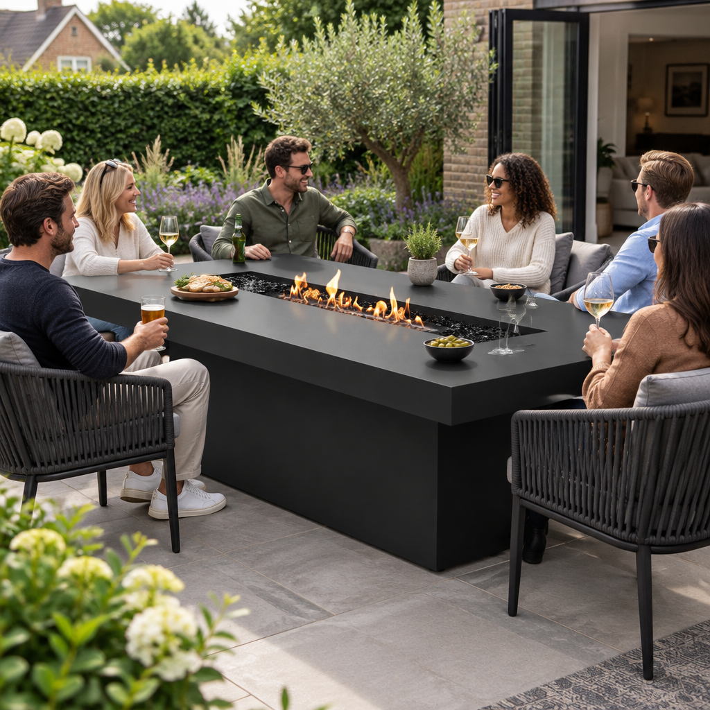 EcoSmart Gin 90 Dining Fire Pit Table with Long Lasting Flame | Bioethanol Flame & Gas Burner Options