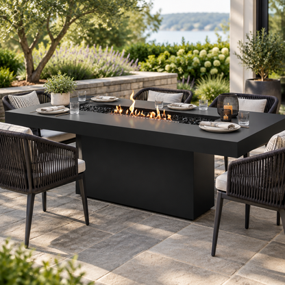 EcoSmart Gin 90 Dining Fire Pit Table with Long Lasting Flame | Bioethanol Flame & Gas Burner Options