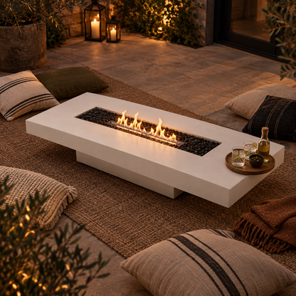 EcoSmart Fire Gin 90 Low Fire Table with Smokeless Bioethanol Flame & Gas Burner Options