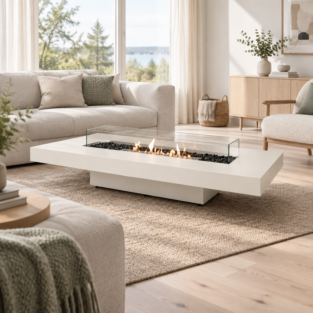 EcoSmart Fire Gin 90 Low Fire Table with Smokeless Bioethanol Flame & Gas Burner Options