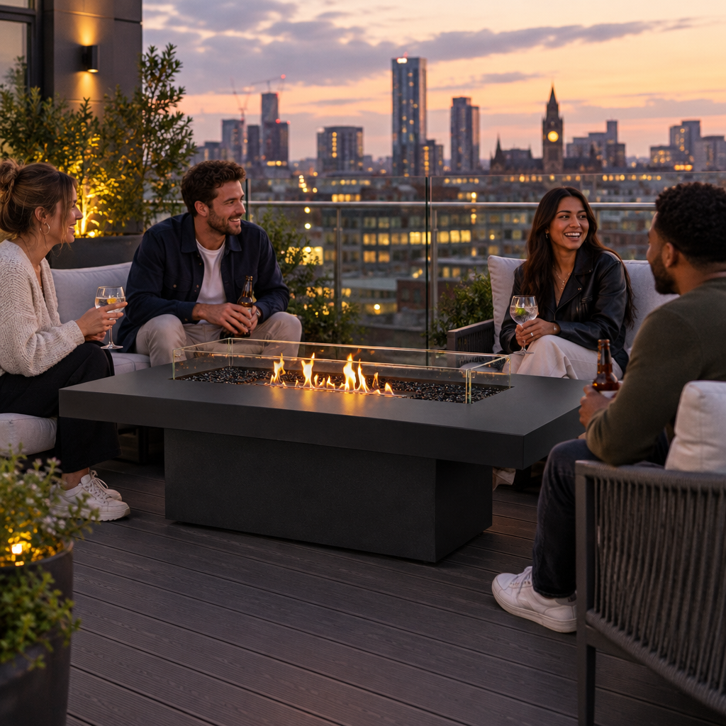 EcoSmart Fire Gin 90 Chat Fire Table with Smokeless Bioethanol Flame