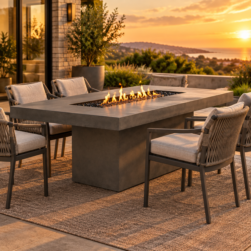 EcoSmart Gin 90 Dining Fire Pit Table with Long Lasting Flame | Bioethanol Flame & Gas Burner Options