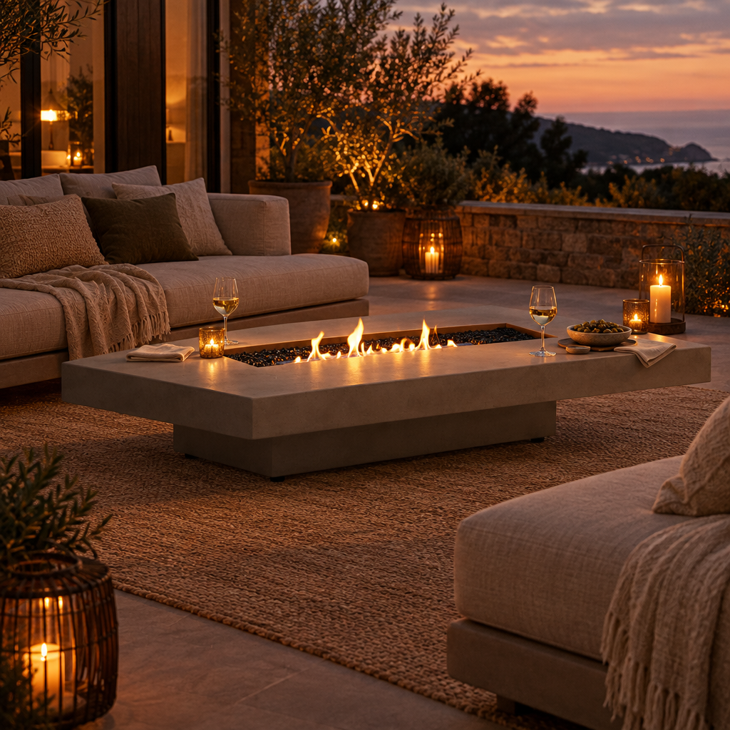EcoSmart Fire Gin 90 Low Fire Table with Smokeless Bioethanol Flame & Gas Burner Options