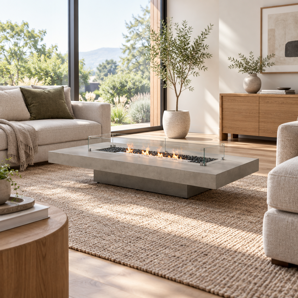 EcoSmart Fire Gin 90 Low Fire Table with Smokeless Bioethanol Flame & Gas Burner Options