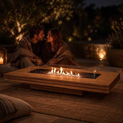 EcoSmart Fire Gin 90 Low Fire Table with Smokeless Bioethanol Flame & Gas Burner Options