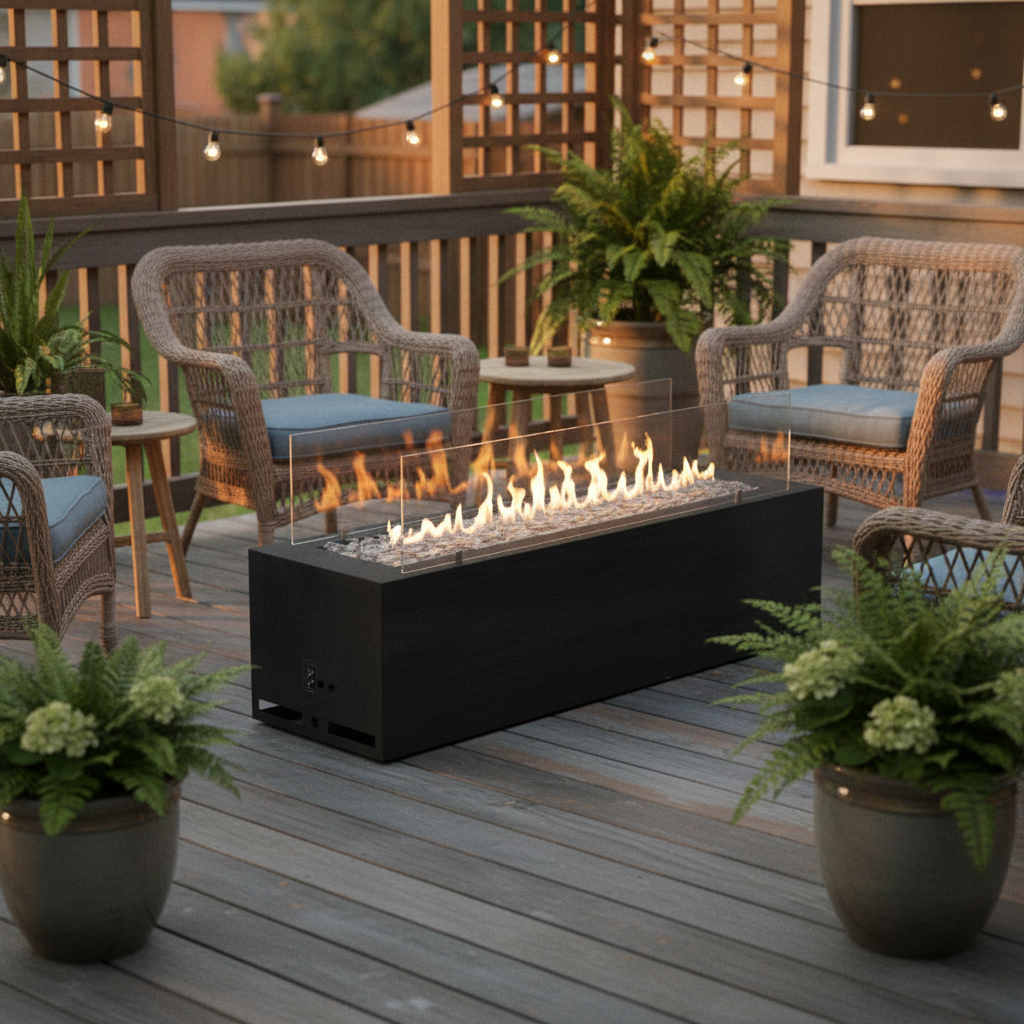 Planika Galio Black Automatic Outdoor Gas Fireplace – Freestanding