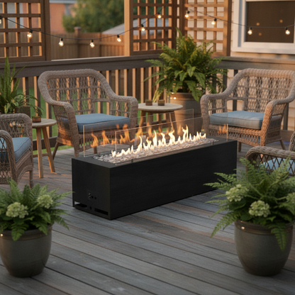 Planika Galio Black Automatic Outdoor Gas Fireplace – Freestanding