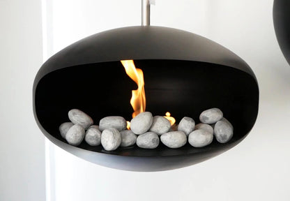24 Grey Ceramic Pebbles for Bioethanol Fireplaces
