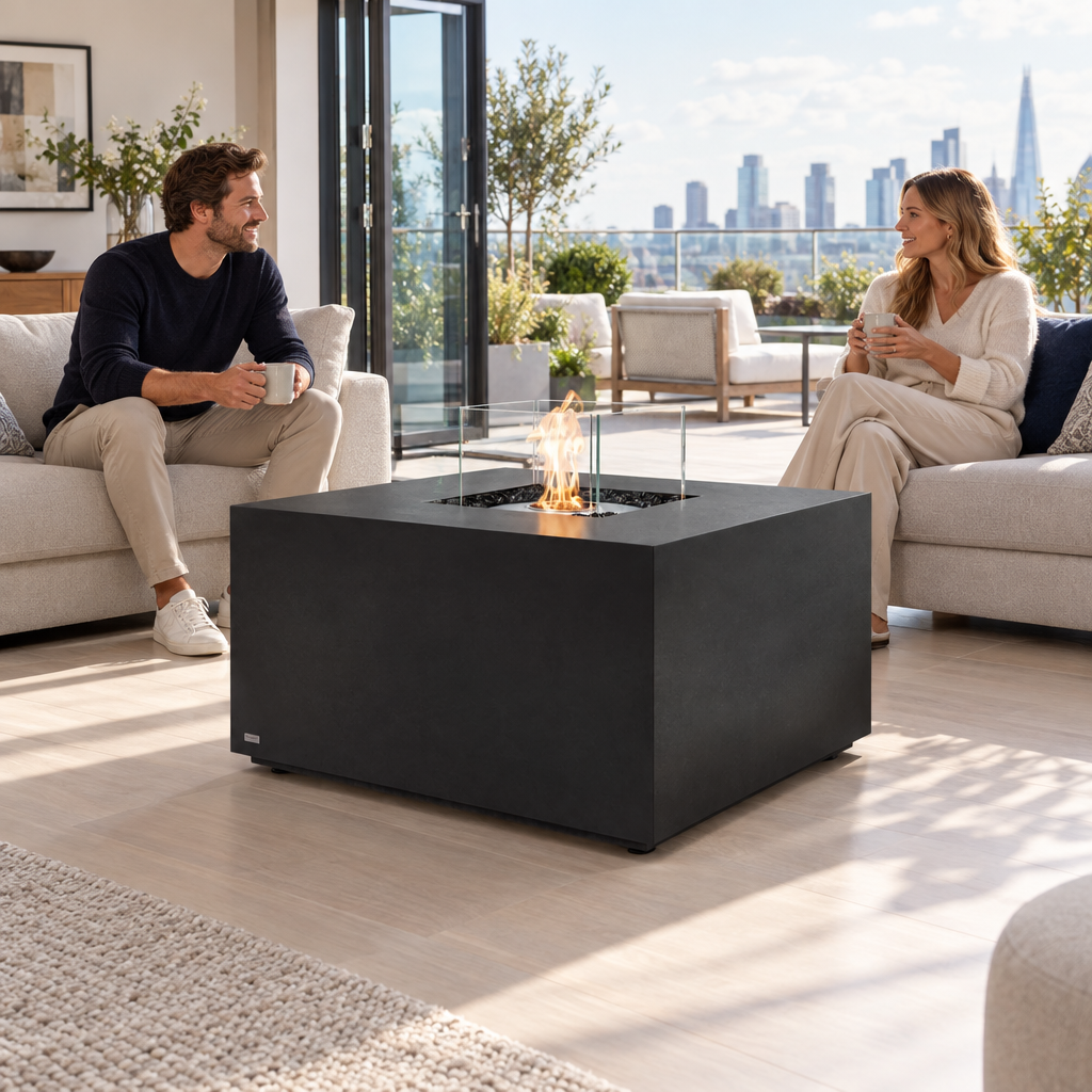 EcoSmart Chaser 38 Fire Pit Table with Smokeless Bioethanol Flame & Gas Burner Options