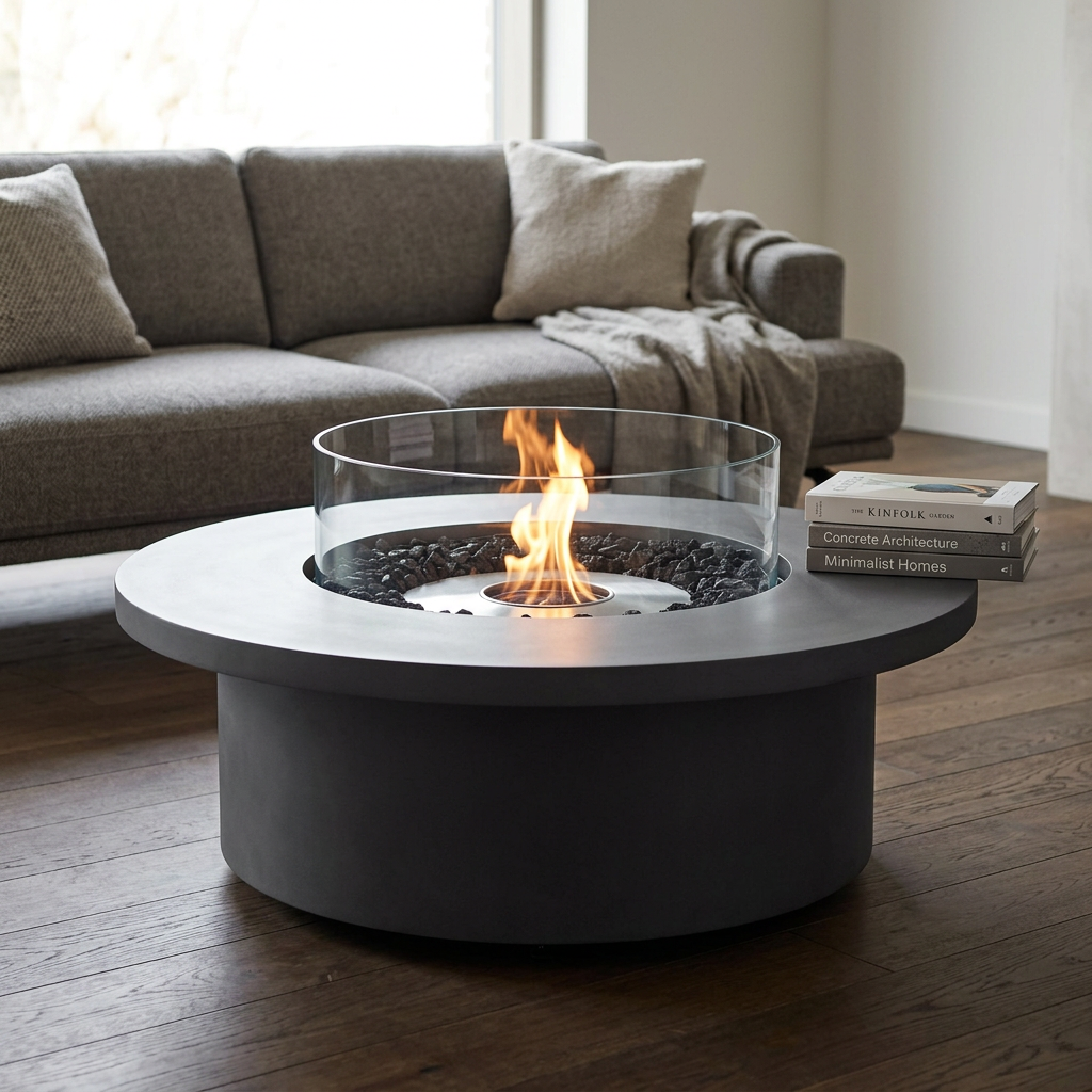 EcoSmart Fire Mimosa 40 Bioethanol & Gas Fire Pit Table with Modern Circular Design