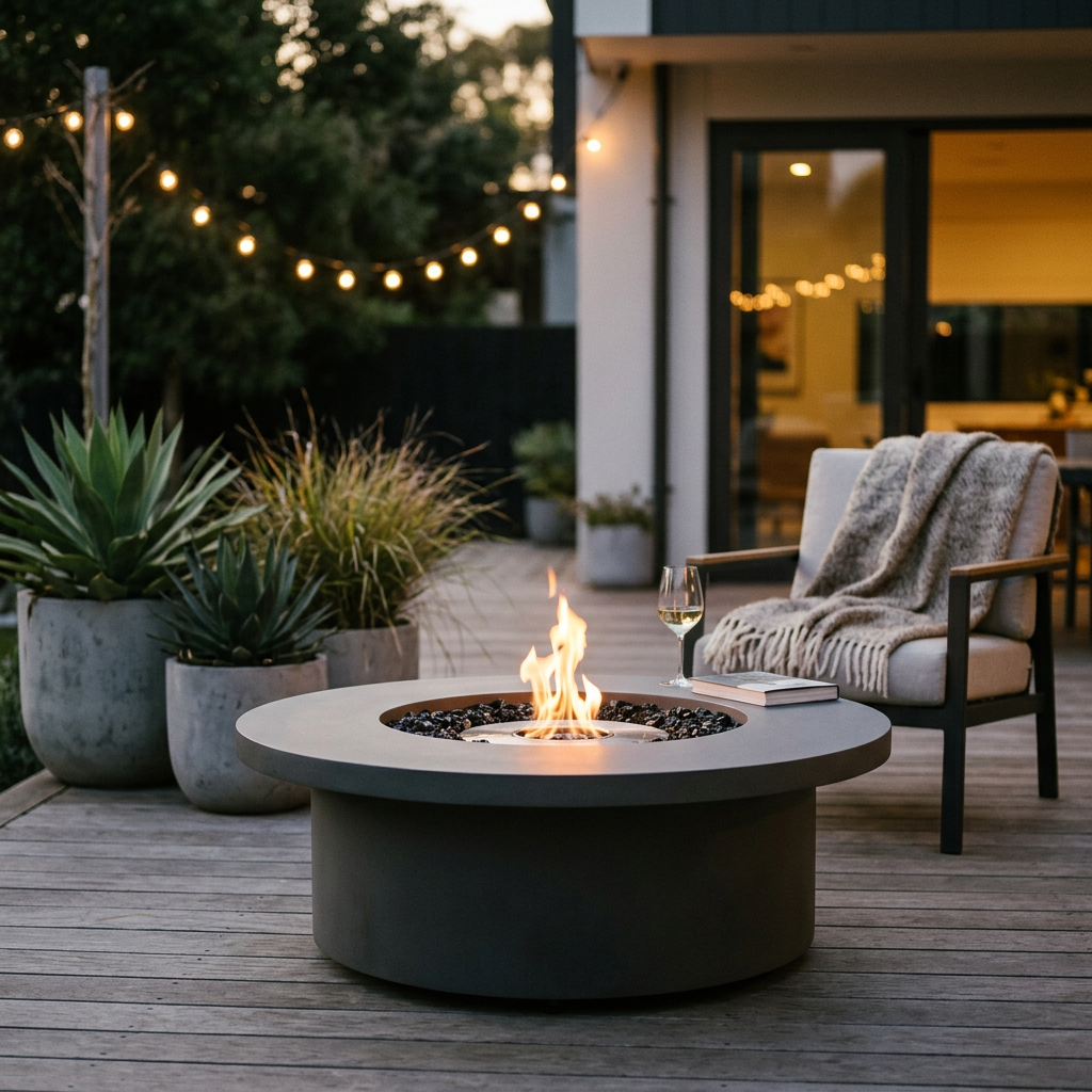 EcoSmart Fire Mimosa 40 Bioethanol & Gas Fire Pit Table with Modern Circular Design