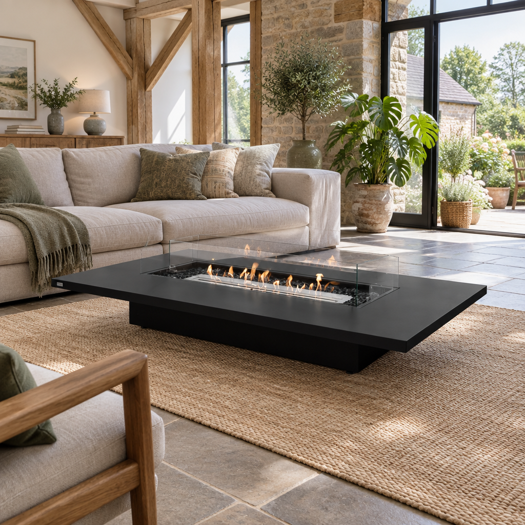 EcoSmart Daiquiri 70VL Fire Pit Table with Dual Function Design | Bioethanol Flame & Gas Burner Options