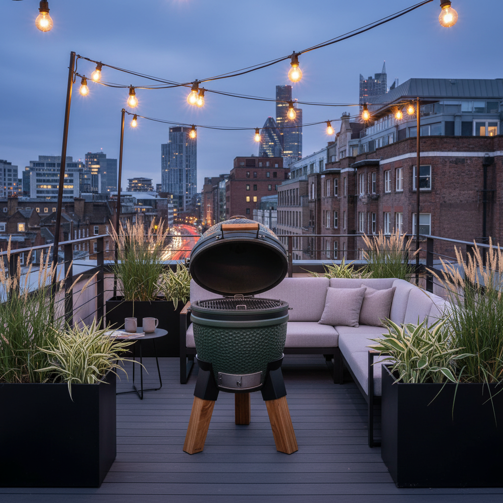 Moddern Kamado Olive Green Grill – Aluminium Base with Hardwood Legs