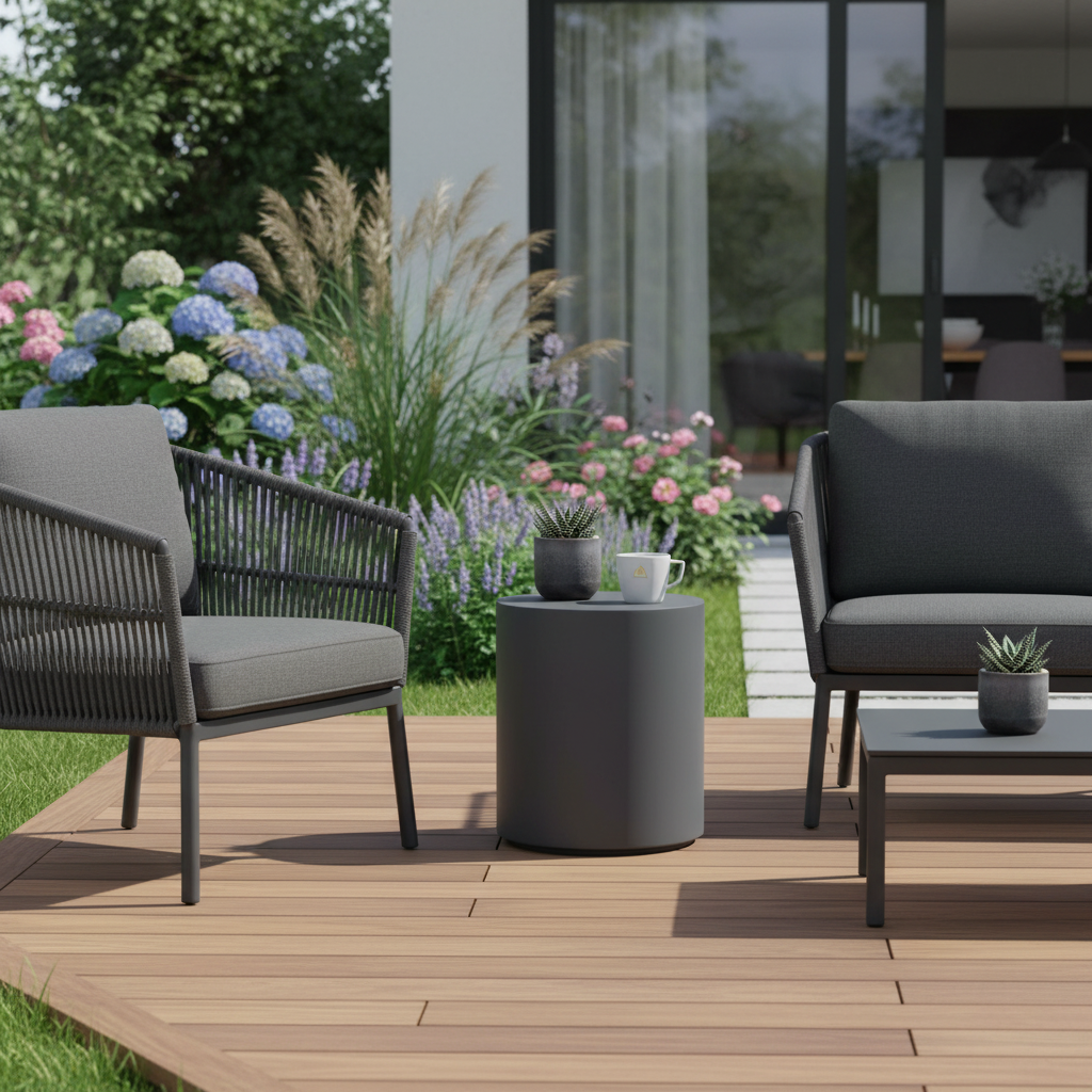 Elementi Rome Large Side Table – Slate Black Concrete, Indoor & Outdoor