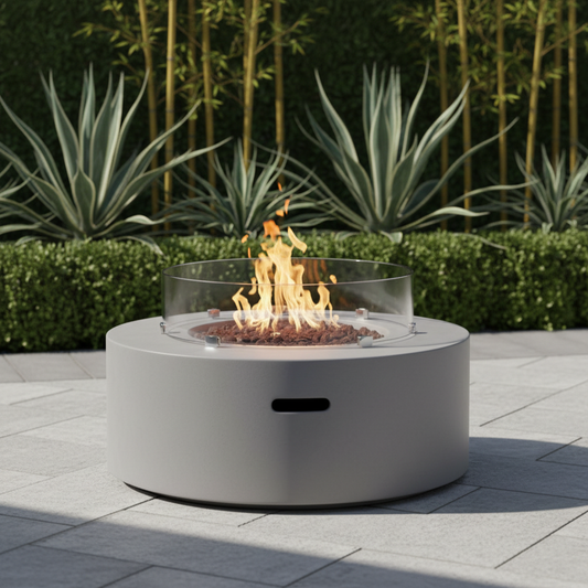 Elementi, Tramore Fire Table, Glass Fibre, Concrete Outdoor, 50,000 BTU