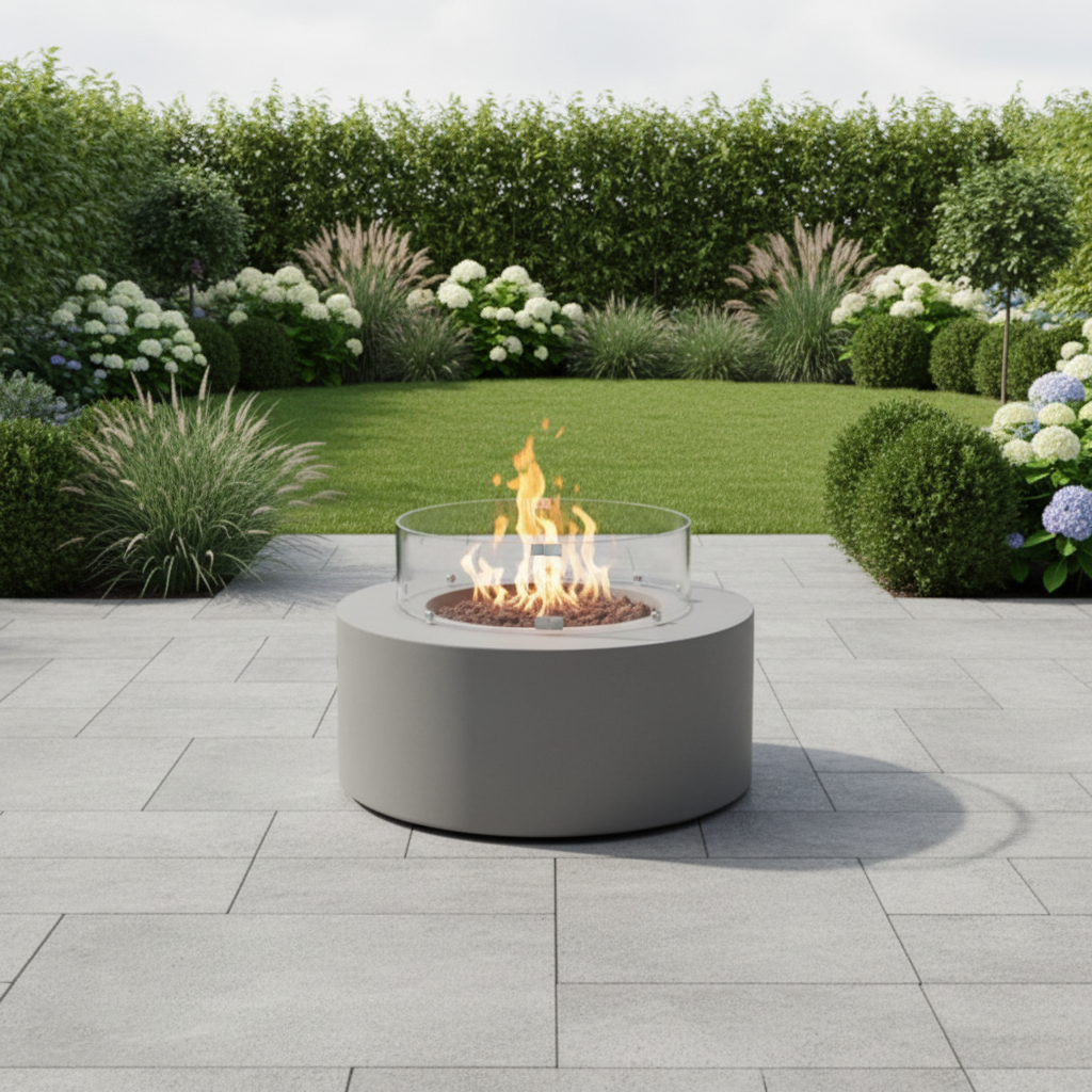 Elementi, Tramore Fire Table, Glass Fibre, Concrete Outdoor, 50,000 BTU