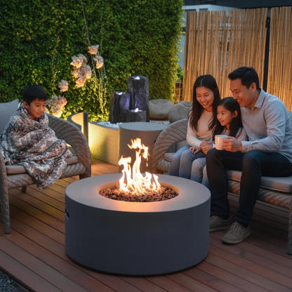 Elementi, Tramore Fire Table, Glass Fibre, Concrete Outdoor, 50,000 BTU