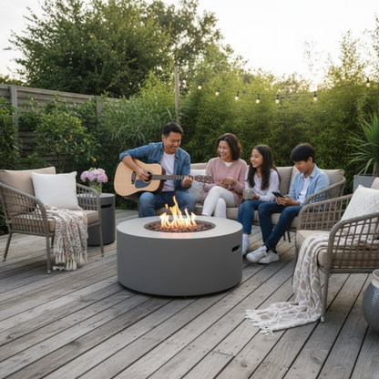 Elementi, Tramore Fire Table, Glass Fibre, Concrete Outdoor, 50,000 BTU