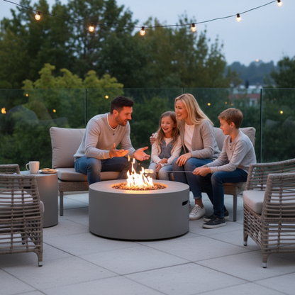 Elementi, Tramore Fire Table, Glass Fibre, Concrete Outdoor, 50,000 BTU