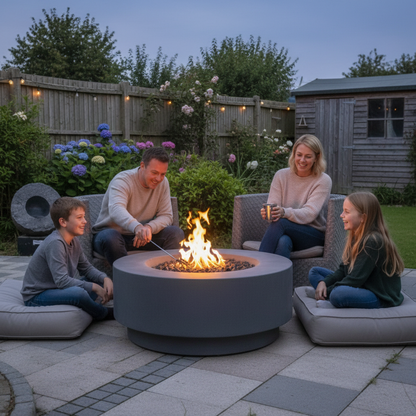 Elementi, Ross, Fire Table, Concrete Outdoor Round